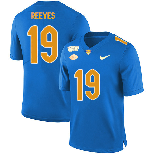 2019 Men #19 Charles Reeves Pitt Panthers College Football Jerseys Sale-Royal